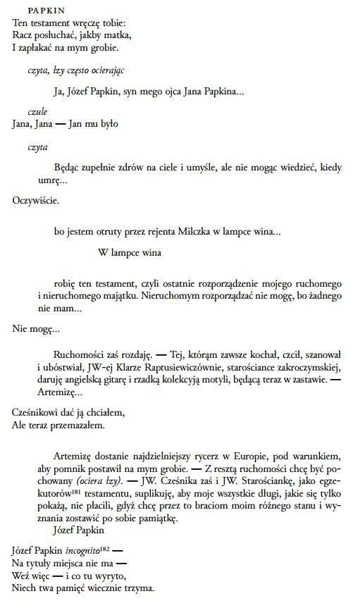 Zemsta streszczenie szczegolowe testament Papkina