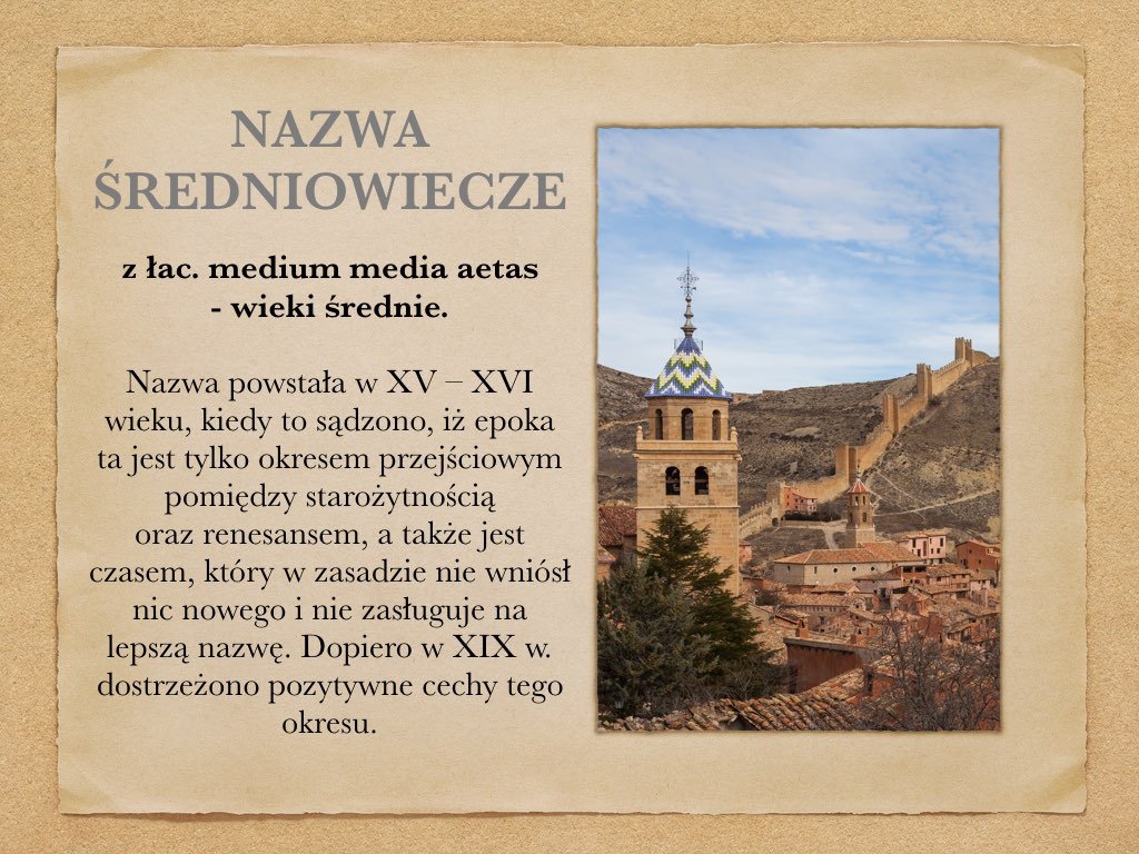 Średniowiecze – prezentacja – Język polski