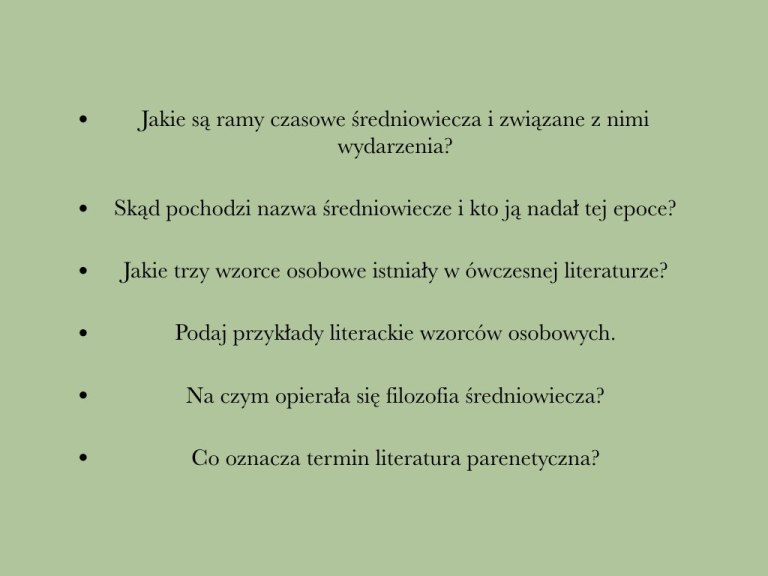 Średniowiecze – prezentacja – Język polski