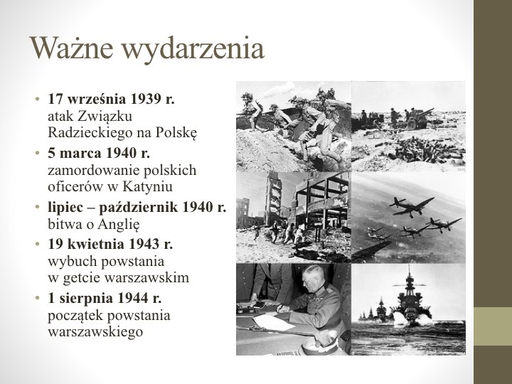 Wojna i okupacja – prezentacja – Język polski