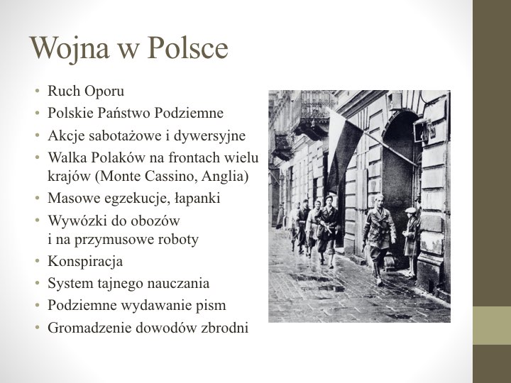 Wojna i okupacja – prezentacja – Język polski