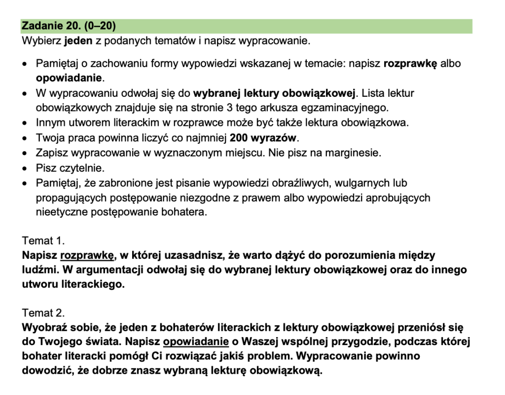 Dłuższe formy – Język polski